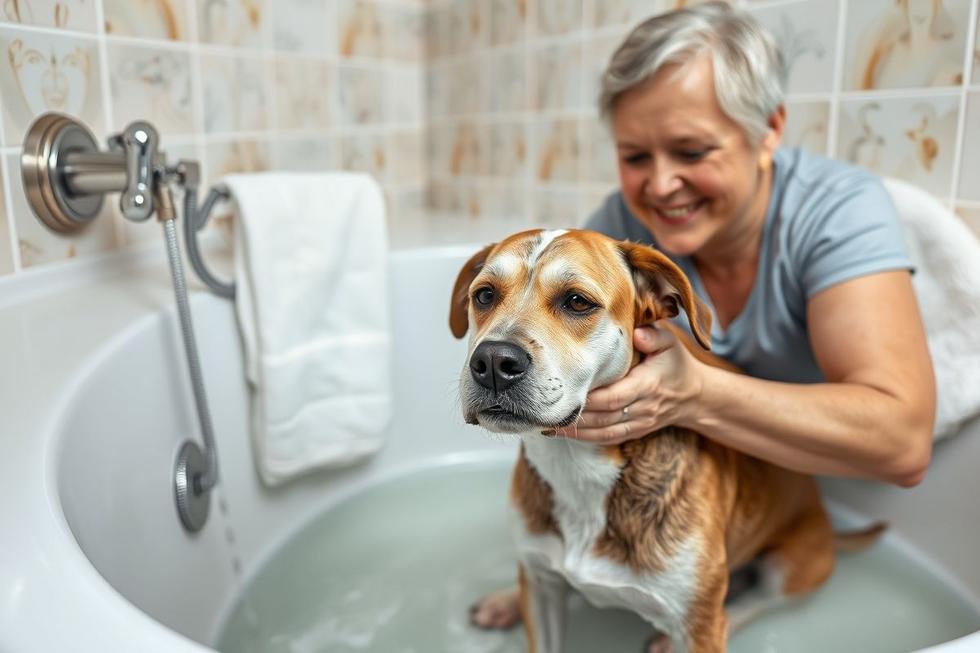 Passo a Passo para Dar Banho em Seu Cão Idoso com Segurança e Baixo Estresse